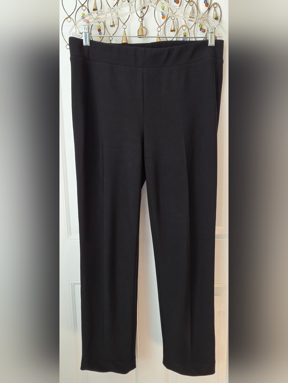 Joseph Ribkoff Classic Straight-Leg Pull-On Trousers Womens 12 Black Split Ankle